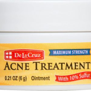 De La Cruz 10% Sulfur Ointment Acne Treatment – Medication to Clear Cystic Acne Pimples and Blackheads on Face and Body – Trial Size