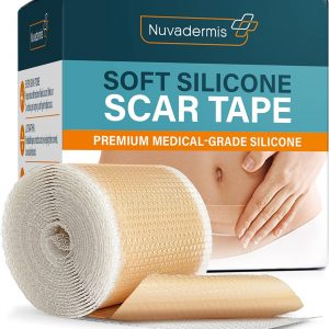 Silicone Scar Tape for Surgical Scars – 120″ x 1.5″ Roll – Extra Long Scar Sheets for C-Section, Tummy Tuck, Keloid, and Surgical Scars – Reusable Medical Grade Silicone Scar Tape